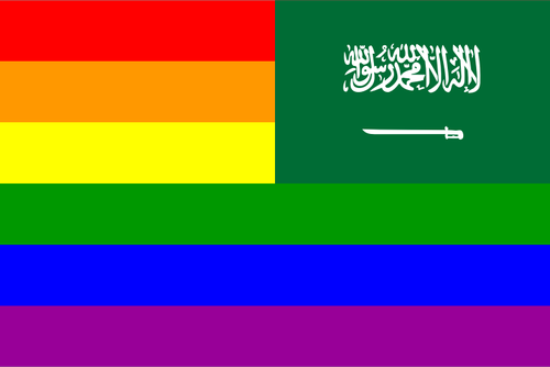 Saudi-Arabië en regenboog vlag