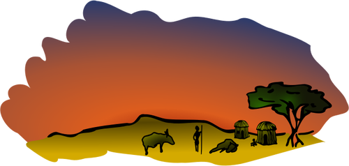 Clipart vetorial da paisagem da savana africana