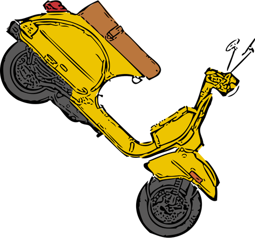 Scooter sul suo di ClipArt vettoriali pneumatico anteriore