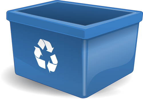 Vector tekening van blue box voor het storten van recycling items