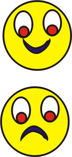 Lachen en huilen smileys kleur tekening