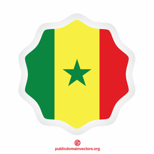 Etiqueta de bandera de Senegal