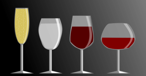 Vektorigrafiikka kuvakkeista neljälle eri cocktailille