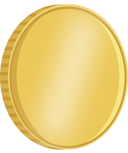 Vector de dibujo de cuarto brillante convertido a moneda de oro con la reflexión