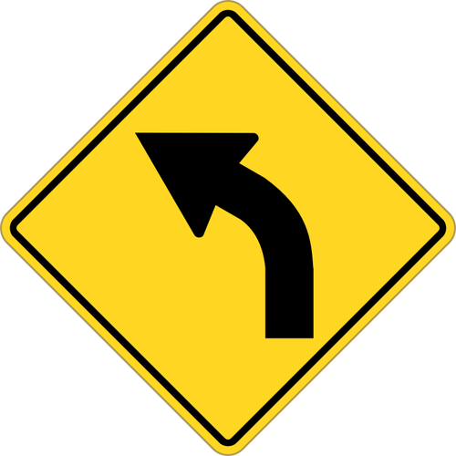 פנייה שמאלה תנועה roadsign בתמונה וקטורית