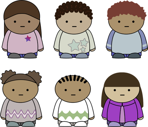 Vector de la imagen de la selección de caracteres de los niños de escuela