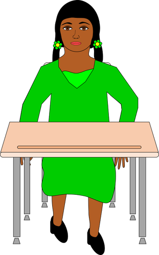 Mujer en vestido verde