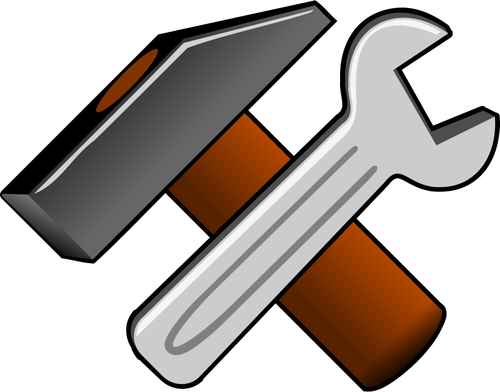 Clipart vetorial do ícone martelo e chave de espessura