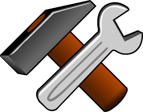 Vector miniaturi de grosime ciocan şi wrench icon