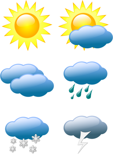 גרפיקה וקטורית של בחירה של צבע תחזית מזג האוויר סמלים