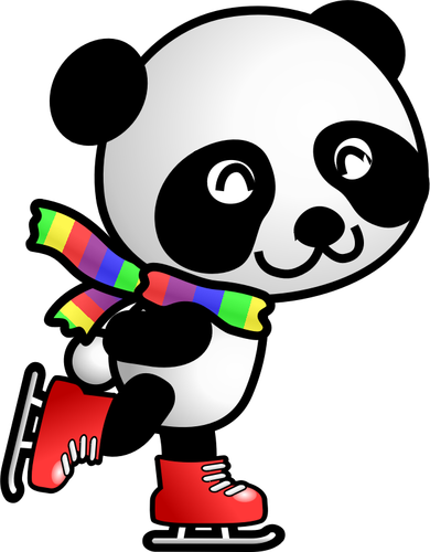 Vector image of panda on ice skates