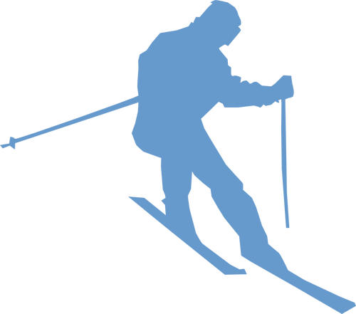 Silhouet vector tekening van alpineskiër