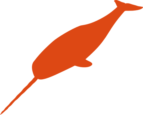 Kleine narwal silhouet vectorillustratie