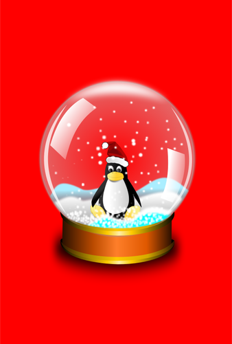 Tux en ilustración de vector de bola de cristal