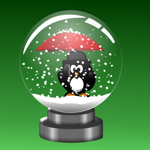 Pingwin w śniegu glob ilustracja wektorowa