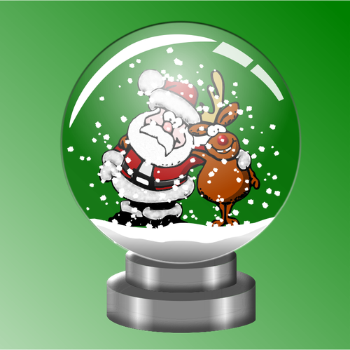 Noel Baba ve raindeer snow Globe illüstrasyon vektör