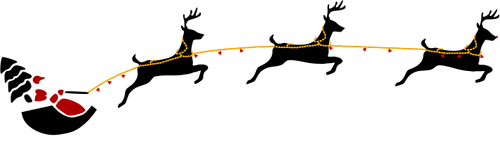 Santa s létající jelenů vektorové kreslení