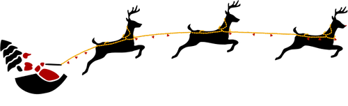 Santa cu zbor cerbi de desen vector