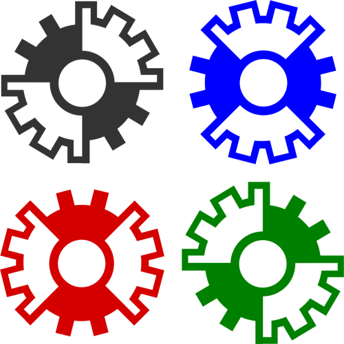 Vektorové ilustrace 4 barevné ozubených kol
