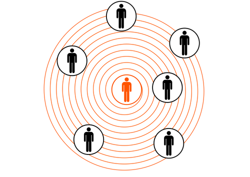 Postacie ludzkie w koncentryczne okręgi