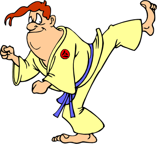 Karate mies harjoittaa vektori ClipArt