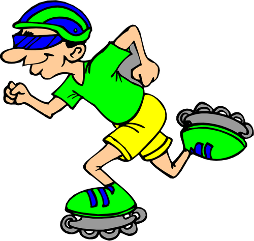 Man rollerblading vector clip art