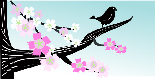 Birdie on a flower branch image