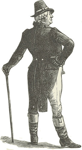 Clipart vectoriels de gentleman propriétaire avec un bâton de marche