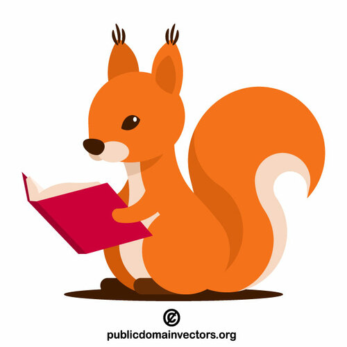 Squirrel reads a book