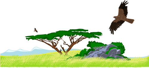 Afrikaanse savanne scène vector afbeelding
