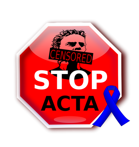 إيقاف تسجيل ACTA مع صورة متجهة الشريط الأزرق