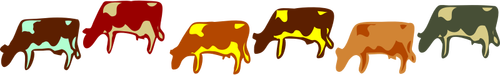 Mucche colorate impostare illustrazione vettoriale
