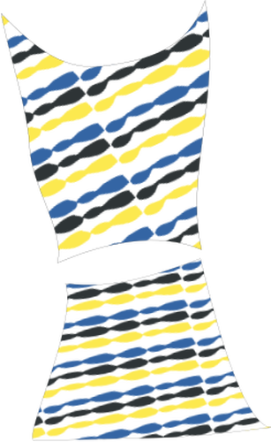 Vector illustraties van dames zomerjurk met blauwe en gele patroon