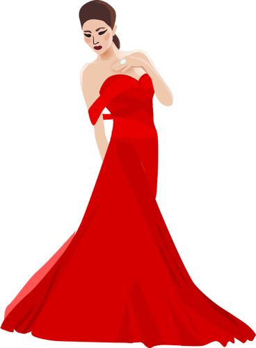 Mujer China en vestido rojo vector de la imagen