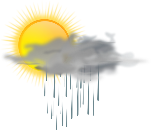 Vektor illustration av väderprognos färg symbol för soliga med regn