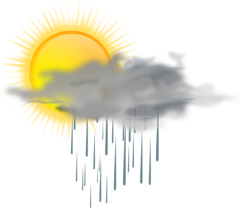 Vector Illustration der Wettervorhersage Farbe Symbol für sonnig, Regen