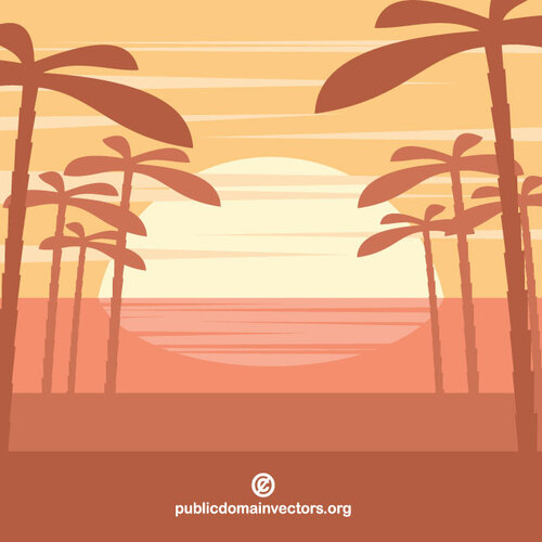 Tropical sunset vector bakgrund