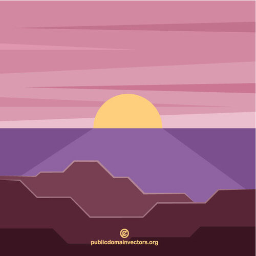 Ilustración de vector al atardecer