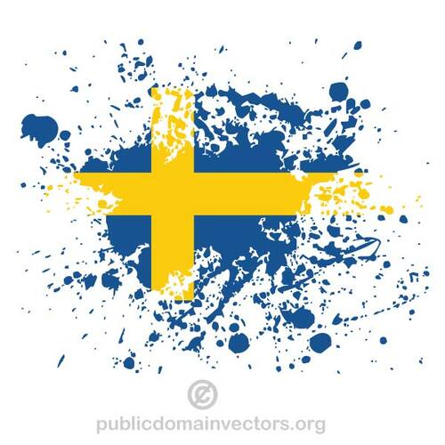 瑞典国旗与墨水溅
