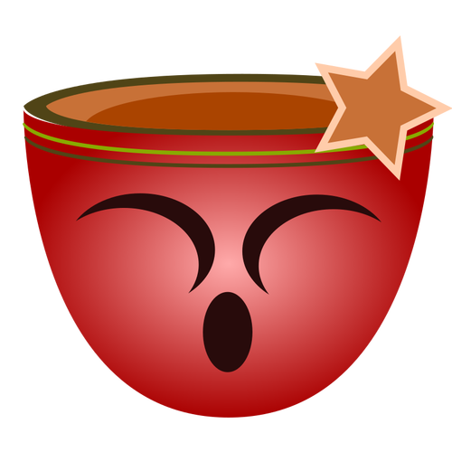 Vektorbild av röd kopp med leende kvinnliga ansikte