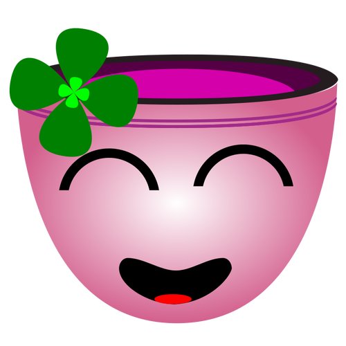 Vektor ClipArt-bilder av skrattande ansikte rosa cup