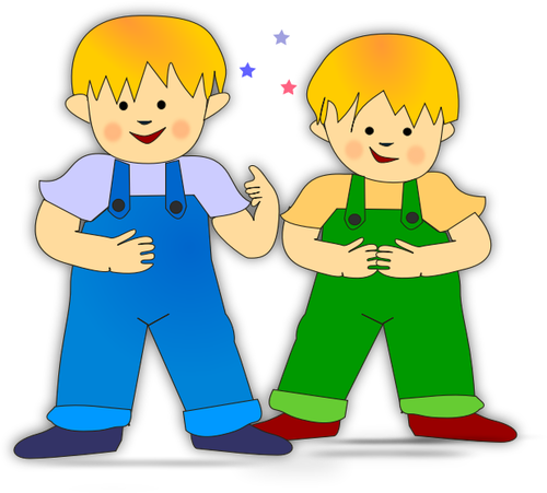 Imágenes Prediseñadas Vector de niños hermanos gemelos