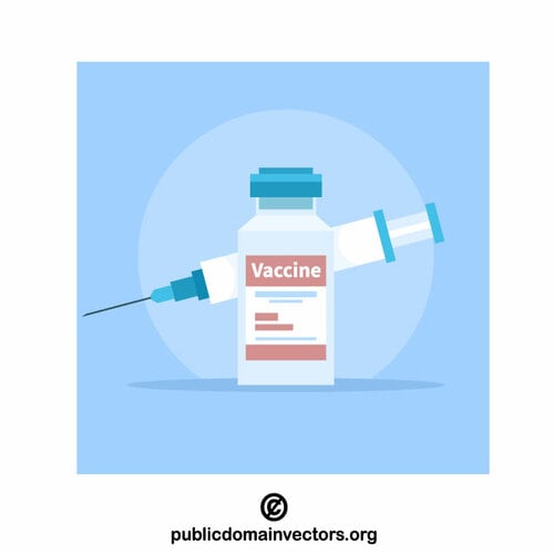 Seringa e o frasco para injetáveis de vacinas