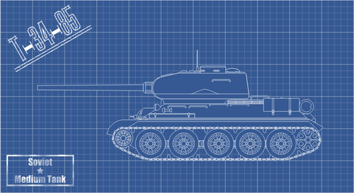 Gambar vektor teknis T-34-85 tangki