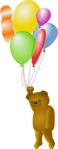 Teddybär mit Ballons Vektor Zeichnung