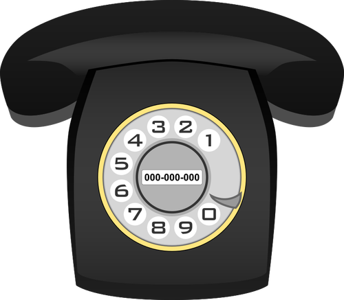 Hitam rotary telepon vektor gambar