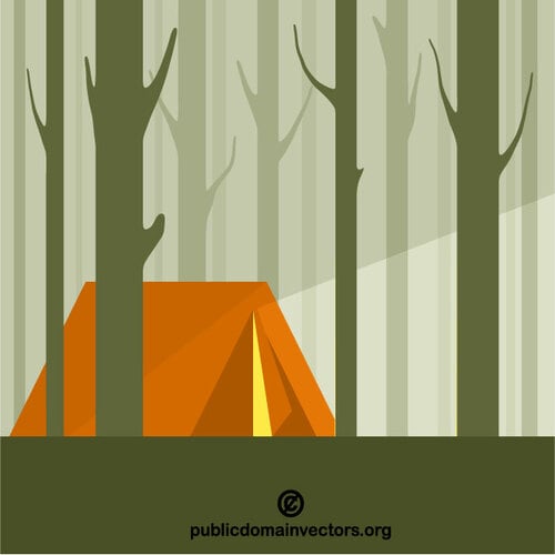 숲에서 텐트