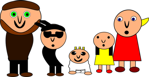 Vectorul miniaturi de familie ciudat de desene animate