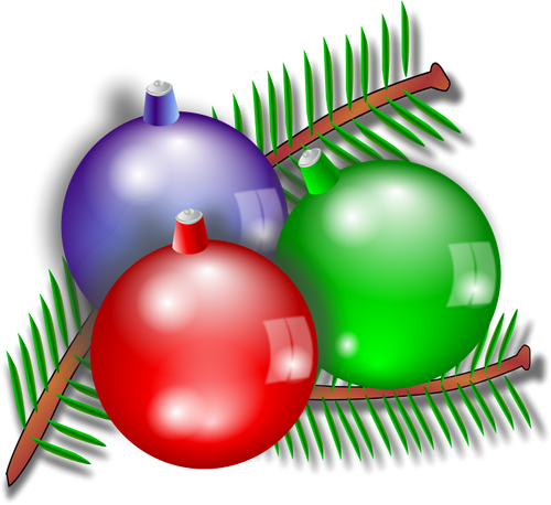 Три рождественские украшения векторное изображение