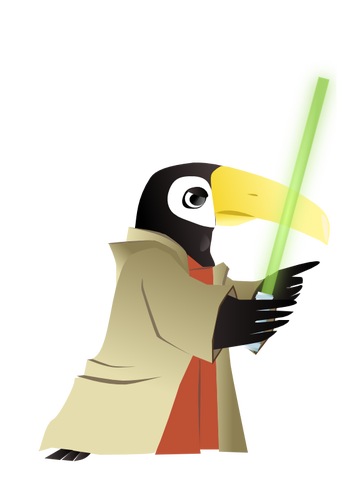 Dessin de pingouin avec lightsaber vectoriel